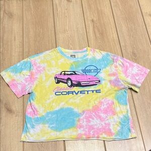 Vintage Car Graphic Tie-Dye Crop Top